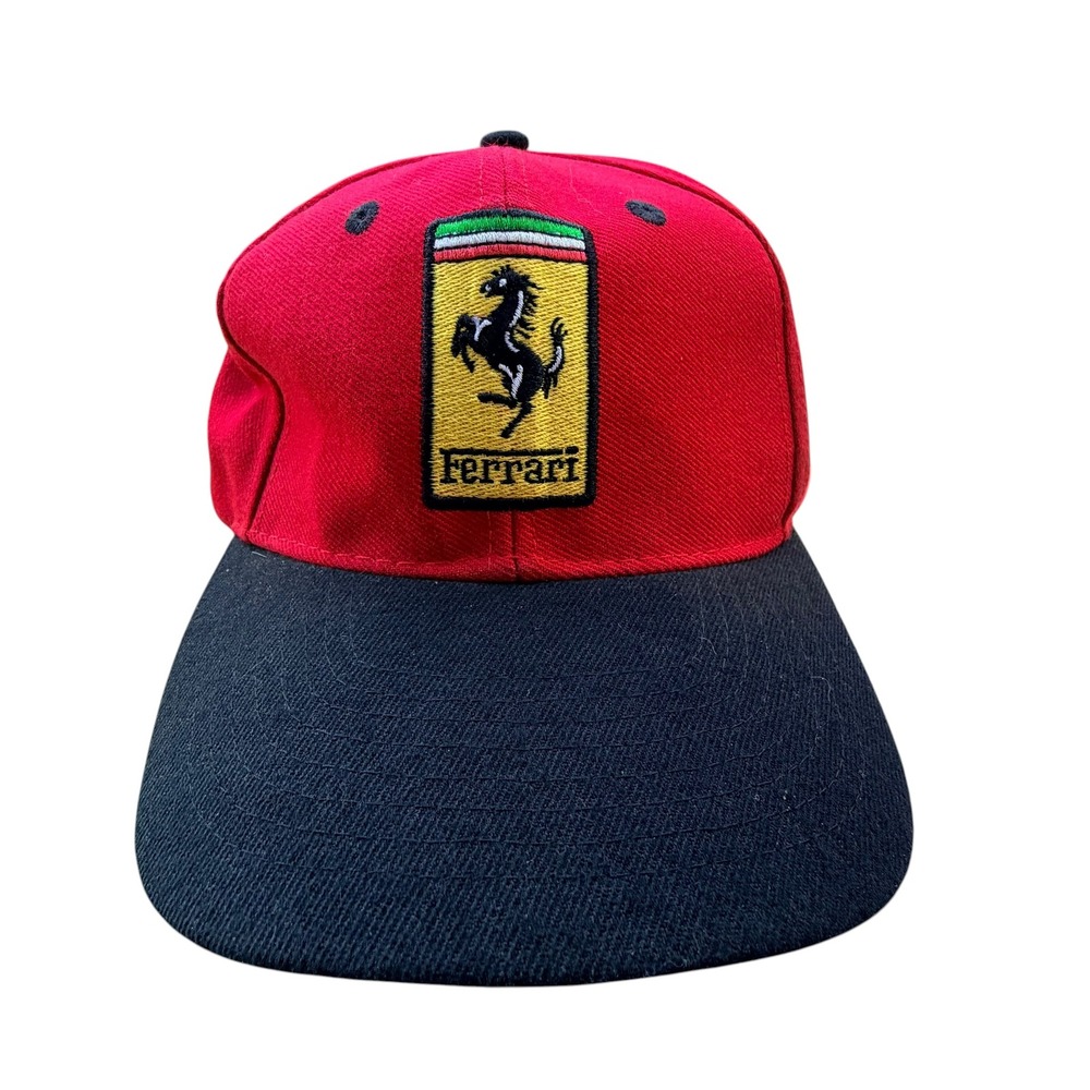 Vintage 1996 Ferrari Nice Man Sports Hat Red Black F1‎ Racing Shield Strapback